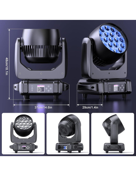 HOLDLAMP Luz de Cabeza Móvil 19x15W RGBW DMX para Eventos