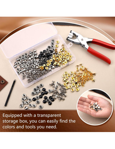 180 Remaches de Cuero 10mm Kogyxe - 3 Colores + Herramientas