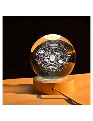 Bola de Cristal 3D Sistema Solar NAWEIDA 6.1 cm Decorativa