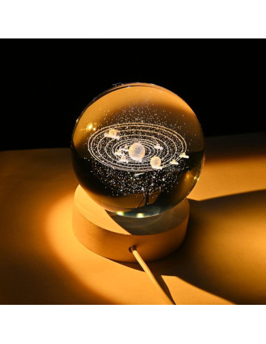 Bola de Cristal 3D Sistema Solar NAWEIDA 6.1 cm Decorativa