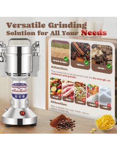 Molinillo de Granos Eléctrico Moongiantgo 150g 850W Acero 2