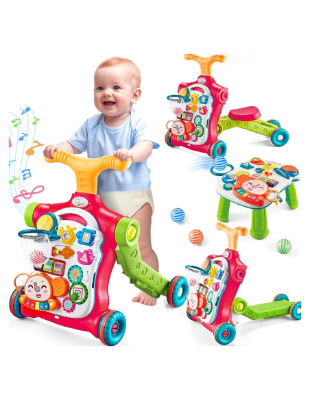Andador Empujador 5 en 1 SHANTOU Naranja y Rojo para Bebés