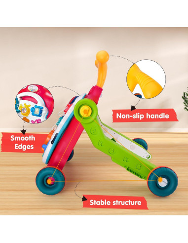 Andador Empujador 5 en 1 SHANTOU Naranja y Rojo para Bebés