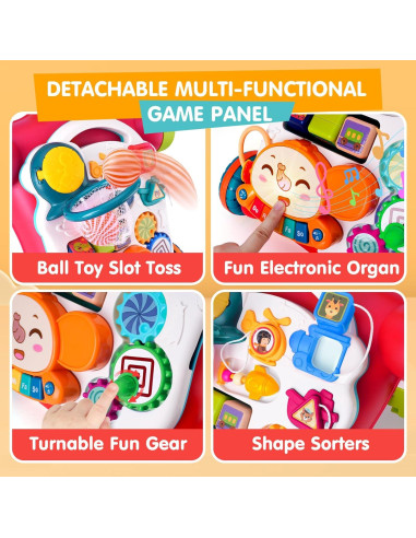 Andador Empujador 5 en 1 SHANTOU Naranja y Rojo para Bebés