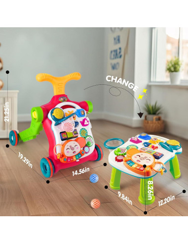 Andador Empujador 5 en 1 SHANTOU Naranja y Rojo para Bebés