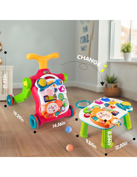 Andador Empujador 5 en 1 SHANTOU Naranja y Rojo para Bebés