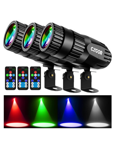 Paquete de 3 luces LED Czgor 15W RGBW para fiestas
