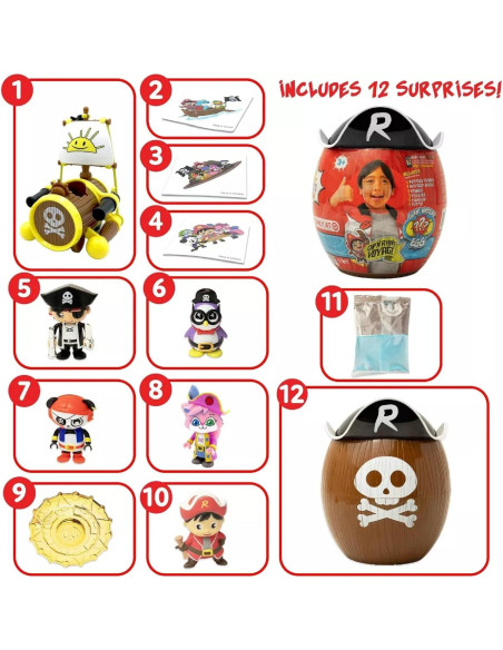 Huevo Misterioso Gigante de Pirata Bonkers - 10 Juguetes Sorpresa