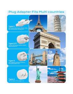 Adaptador de Enchufe de Viaje Yozisital 10 en 1 con USB 5FT 2