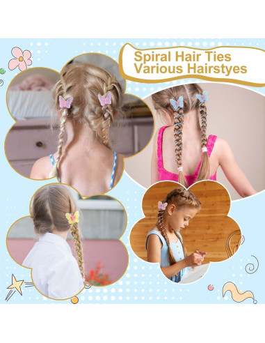 8 Cabos de Pelo en Espiral Tyqour con Diseños de Mariposas