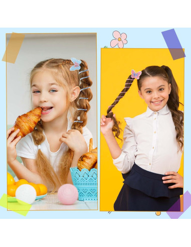 8 Cabos de Pelo en Espiral Tyqour con Diseños de Mariposas