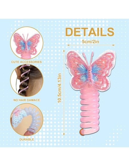 8 Cabos de Pelo en Espiral Tyqour con Diseños de Mariposas