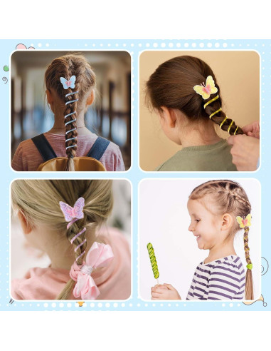 8 Cabos de Pelo en Espiral Tyqour con Diseños de Mariposas