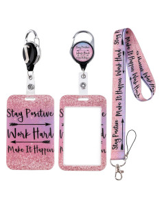 Llavero Motivacional Moxunmo con Funda ID Rosa y Clip Retráctil