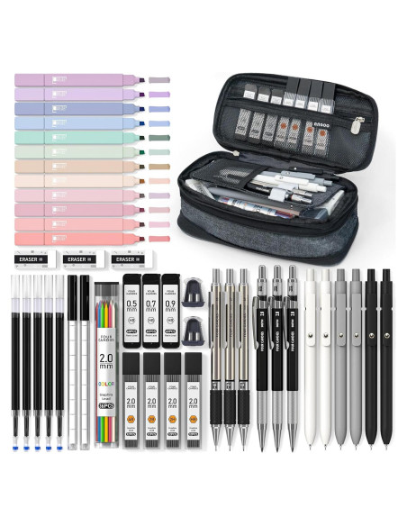 Suministros Escolares Cuatro Dulces 45 PCS Estuche Negro Suministros Escolares Cuatro Dulces 45 PCS Estuche Negro