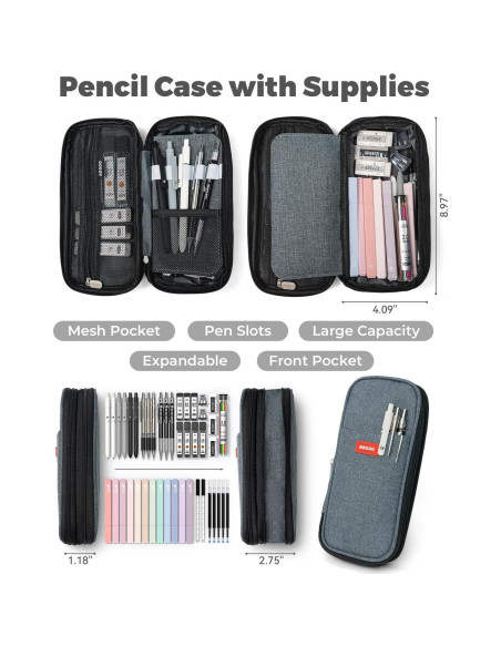 Suministros Escolares Cuatro Dulces 45 PCS Estuche Negro Suministros Escolares Cuatro Dulces 45 PCS Estuche Negro