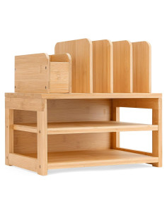 Organizador de Escritorio Homde de Bambú 3 Niveles Ajustable