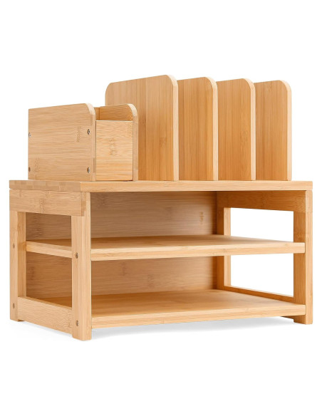 Organizador de Escritorio Homde de Bambú 3 Niveles Ajustable