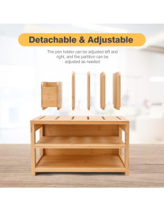Organizador de Escritorio Homde de Bambú 3 Niveles Ajustable 2