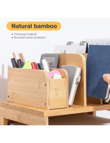 Organizador de Escritorio Homde de Bambú 3 Niveles Ajustable