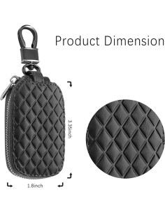 Funda de Llave de Coche IHOTDER de Cuero Genuino Negra 2