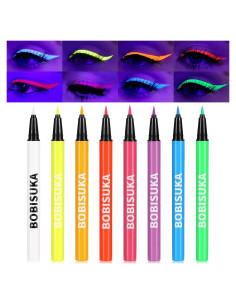Set de Delineadores Líquidos UV Neón BOBISUKA 8 Colores Mate