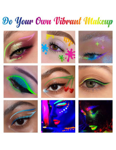 Set de Delineadores Líquidos UV Neón BOBISUKA 8 Colores Mate 2