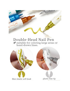 10 Marcadores de Uñas Metálicos Gorvalin Doble Punta 3D 2