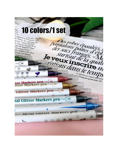 10 Marcadores de Uñas Metálicos Gorvalin Doble Punta 3D