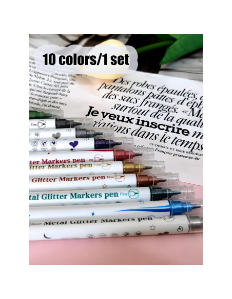 10 Marcadores de Uñas Metálicos Gorvalin Doble Punta 3D