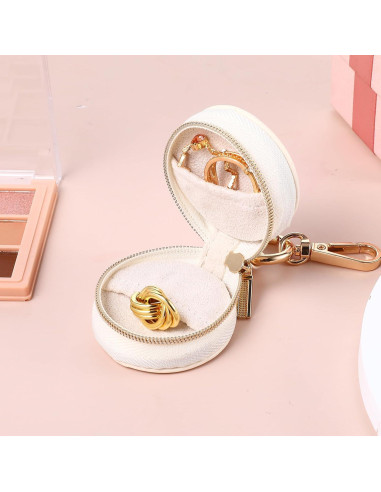 Caja de Joyería de Viaje Mini KFHENSOMR Blanca 11.5x5cm