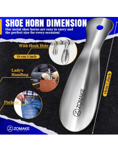 Cuerno de Zapato de Metal ZOMAKE 19.05 cm Portátil Unisex 2
