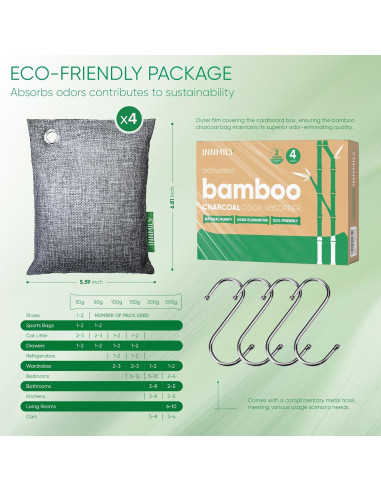 Absorbente de Olores Innmily 4x200g Carbón Activado Natural