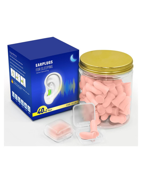 Tapones para oídos Yunaeduo 42 pares rosa con 40 dB