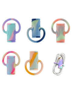 5 Protectores de Cable de Datos Savita de Silicona Coloridos