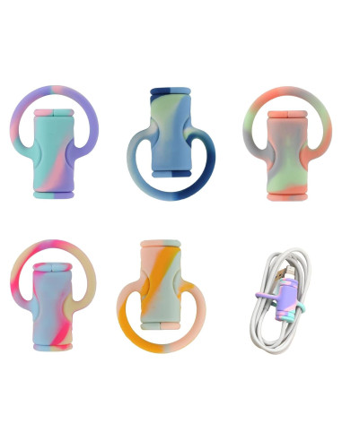 5 Protectores de Cable de Datos Savita de Silicona Coloridos