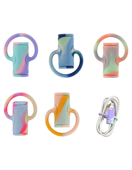 5 Protectores de Cable de Datos Savita de Silicona Coloridos