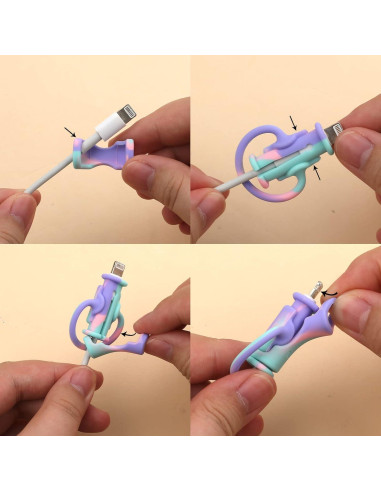 5 Protectores de Cable de Datos Savita de Silicona Coloridos