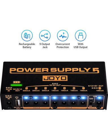 JOYO Fuente de Alimentación Recargable 4400mAh 8 Salidas JP-05