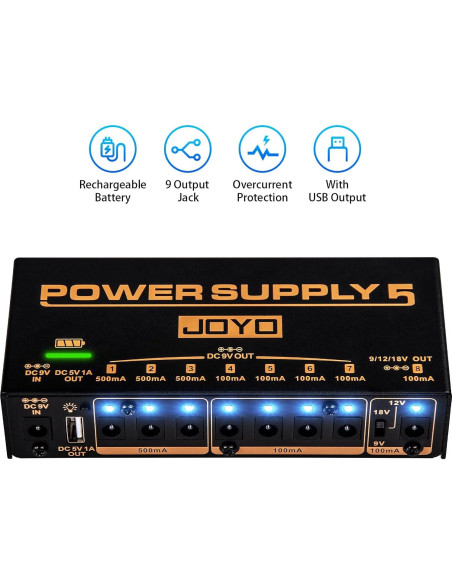 JOYO Fuente de Alimentación Recargable 4400mAh 8 Salidas JP-05