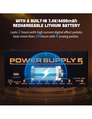 JOYO Fuente de Alimentación Recargable 4400mAh 8 Salidas JP-05