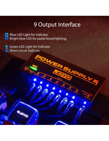 JOYO Fuente de Alimentación Recargable 4400mAh 8 Salidas JP-05