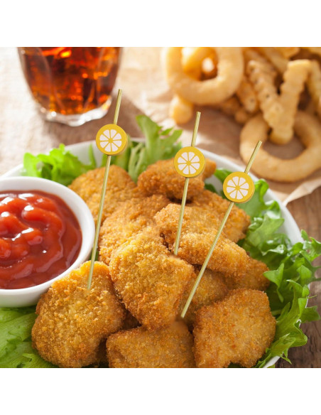 100 Palillos de Bambú Naranja para Cócteles 12 cm