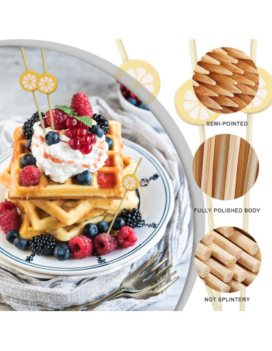 100 Palillos de Bambú Naranja para Cócteles 12 cm