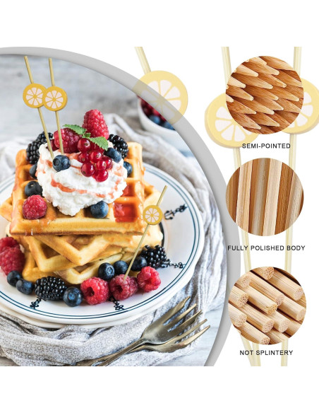 100 Palillos de Bambú Naranja para Cócteles 12 cm