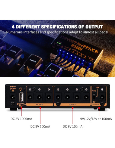 JOYO Fuente de Alimentación Recargable 4400mAh 8 Salidas JP-05