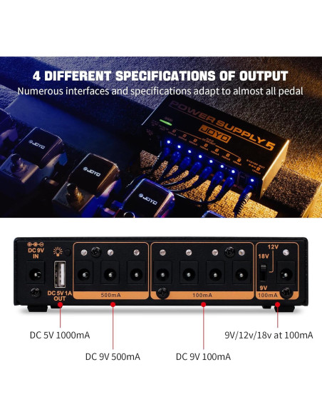 JOYO Fuente de Alimentación Recargable 4400mAh 8 Salidas JP-05