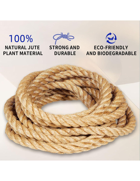 Cuerda de yute URBANVISTA 15.24 m 2.54 cm para manualidades
