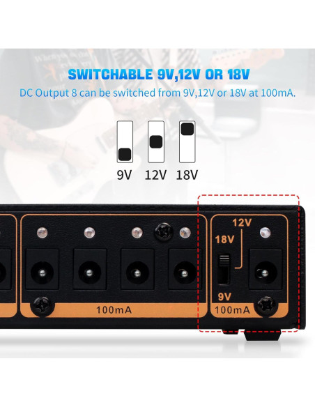 JOYO Fuente de Alimentación Recargable 4400mAh 8 Salidas JP-05