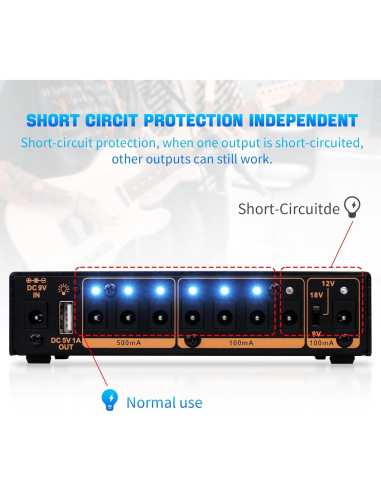 JOYO Fuente de Alimentación Recargable 4400mAh 8 Salidas JP-05